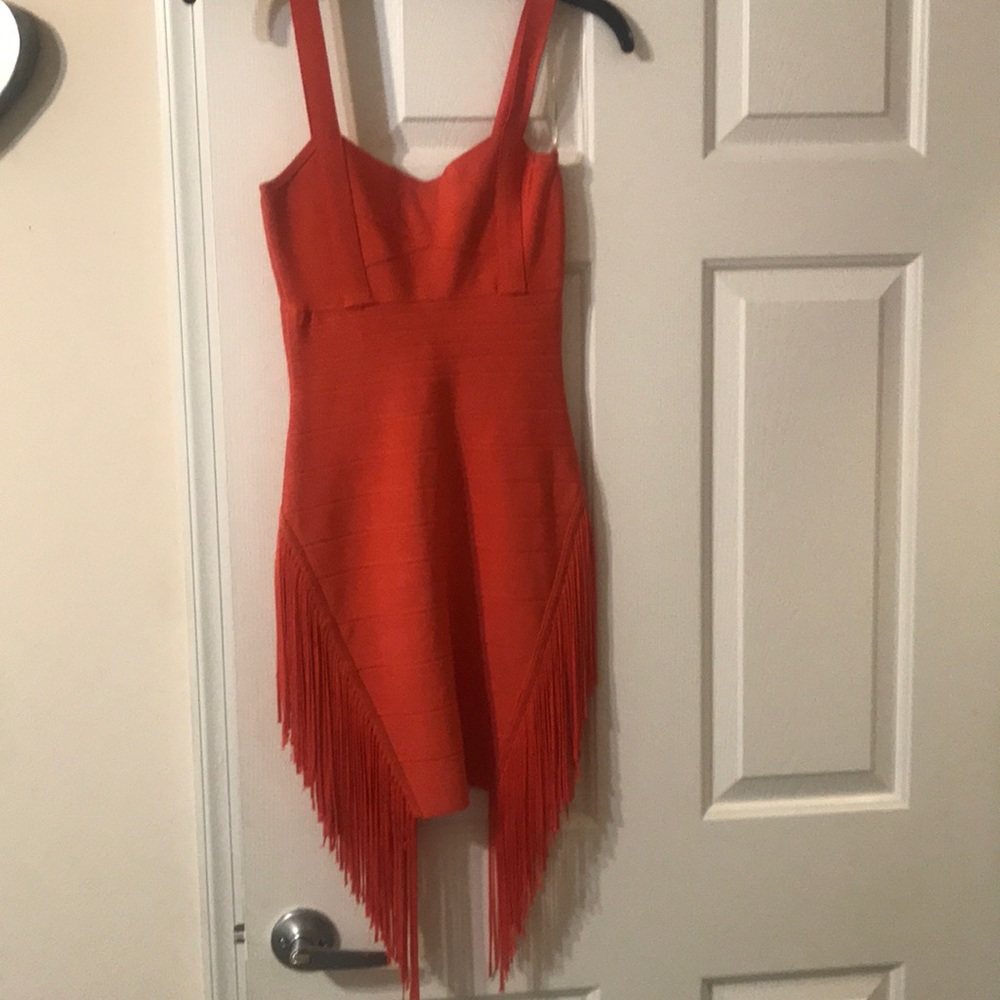 Fringe orange dress.